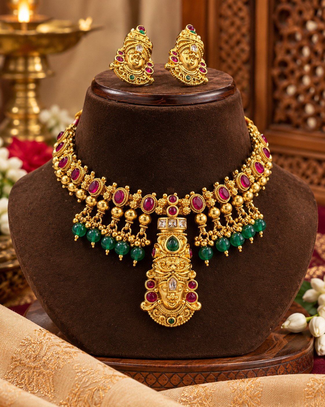 Traditional Copper Balaji Temple Choker Set